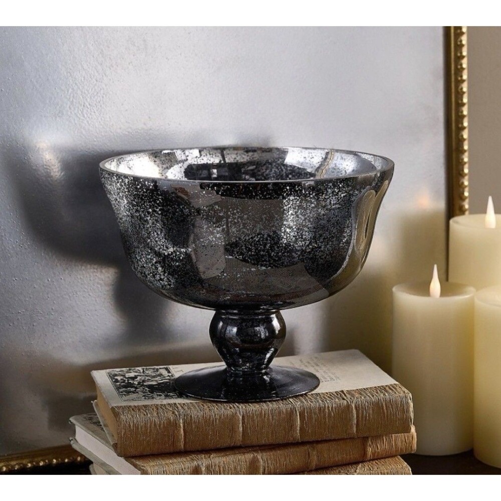 Mercury Glass Footed Bowl by Valerie Parr Hill - Smoke Color